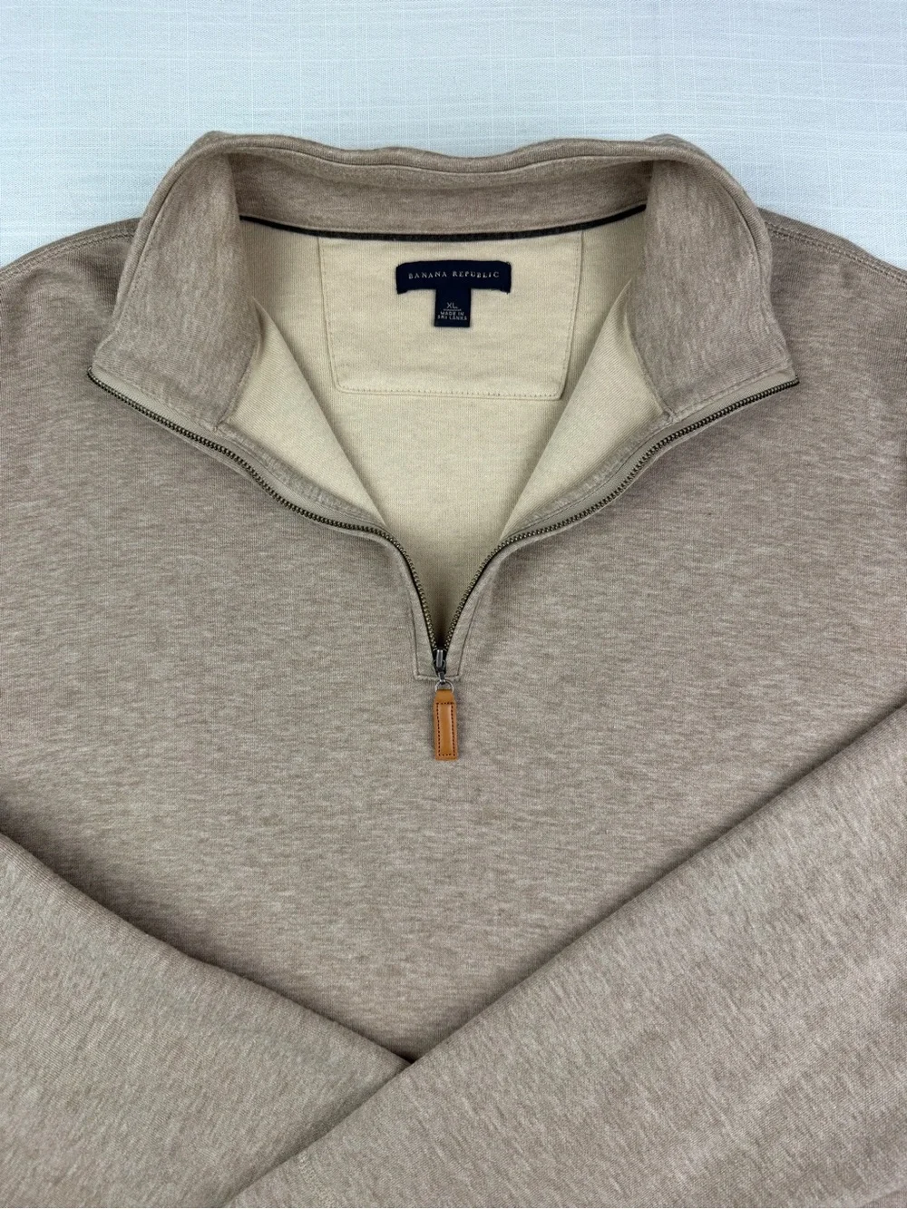 Banana Republic Men’s Quarter Zip Pullover Sweater XL Beige Casual